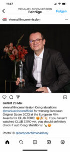 Europäischer Filmpreis für beste Musik 2023 CLUB-ZERO Instagram — Markus Binder